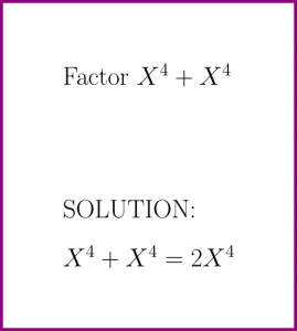 Factor X^4 + X^4 (problem with solution)